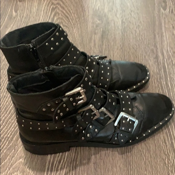Topshop Shoes - Topshop studded buckle combat moto boots